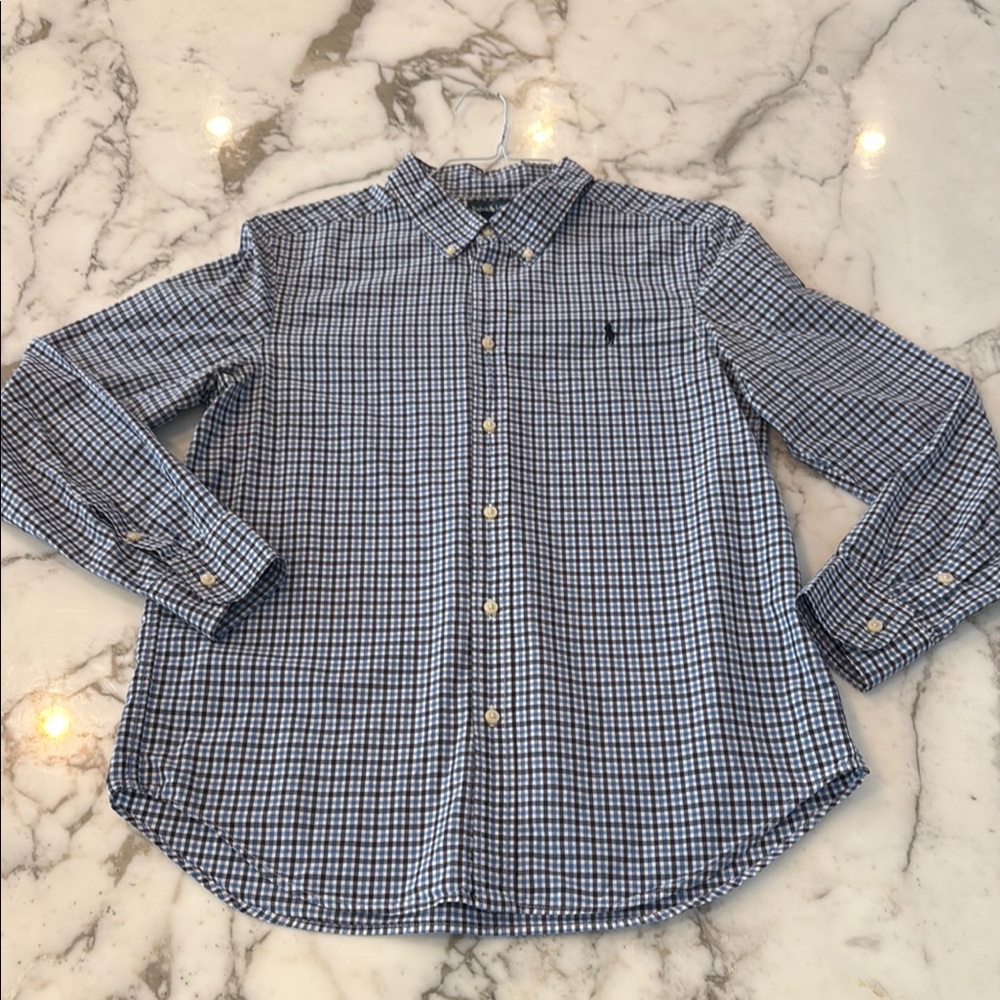 Ralph Lauren Navy and White Checked Shirt sz XL